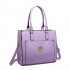 LT1650 - Miss Lulu Textured Leather Look Square Pocket Shoulder Handbag Lilac